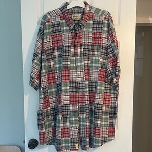 Eddie Bauer Madras Plaid Short Sleeve Shirt in Red, Green, Navy